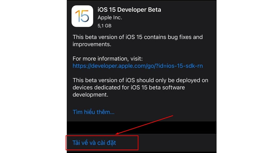 Tải về chứng chỉ iOS 15