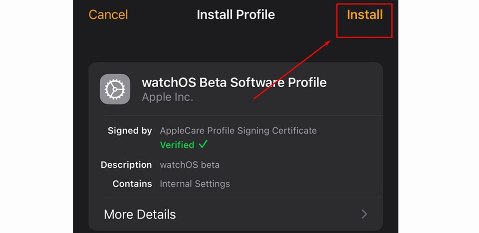 Tải chứng chỉ watchOS 8