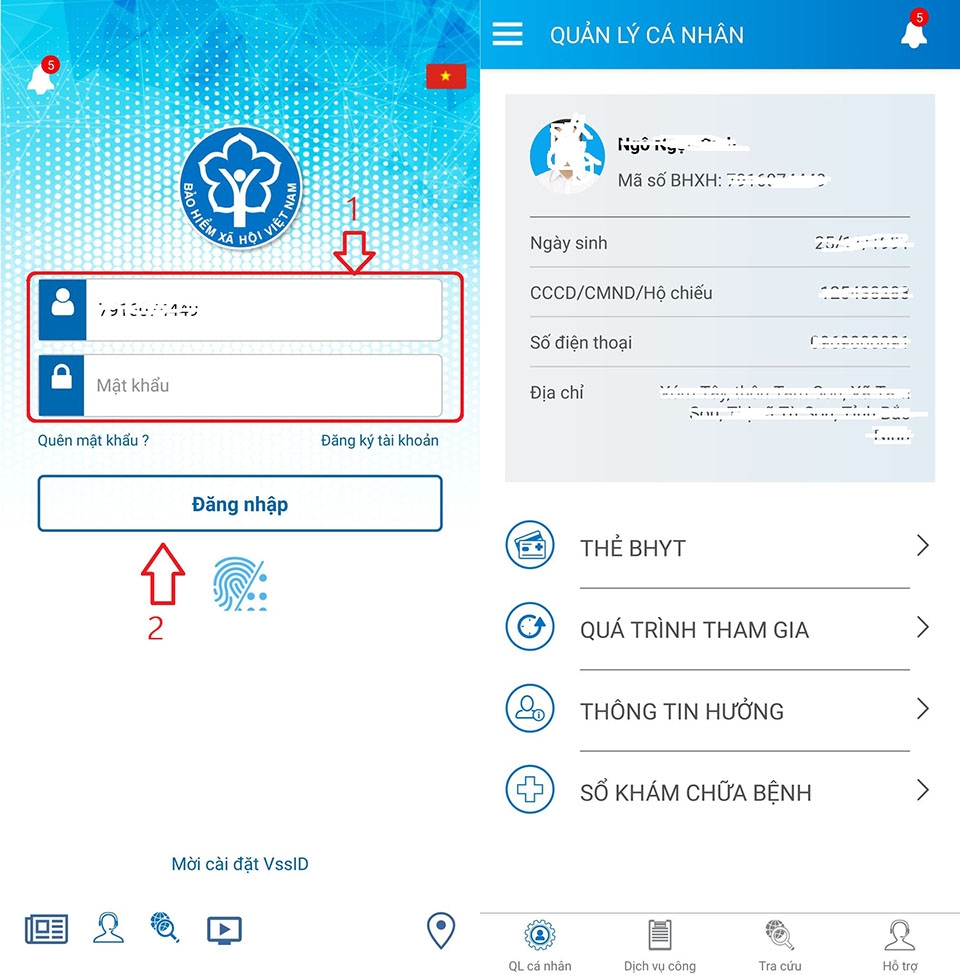 Đăng nhập ứng dụng VssID