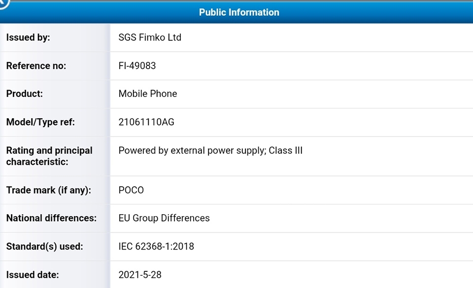 POCO X3 GT đạt chứng nhận (ảnh 3)