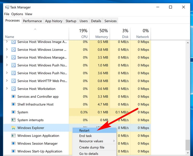 Cách 5. Khởi động lại File Explorer