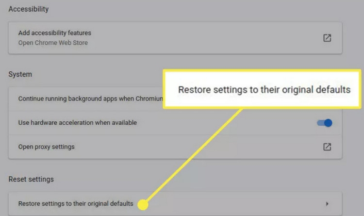 Reset trình duyệt Chrome (1)