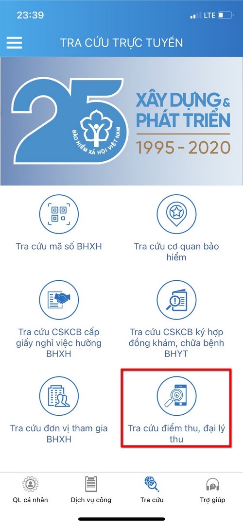 Cách tra cứu đại lý, điểm thu BHXH-BHYT (1)