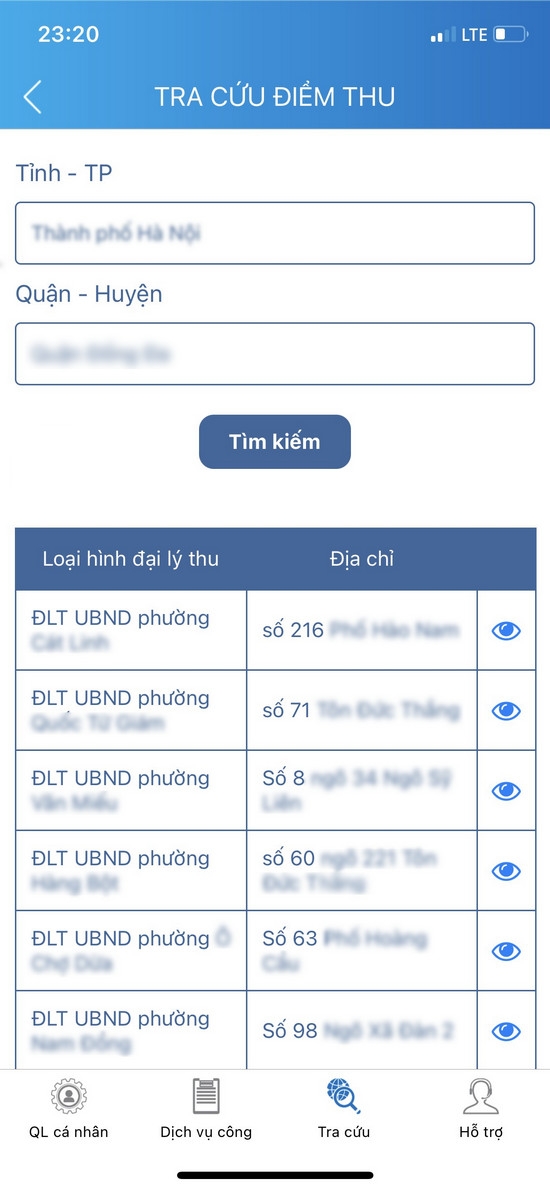 Cách tra cứu đại lý, điểm thu BHXH-BHYT (2)