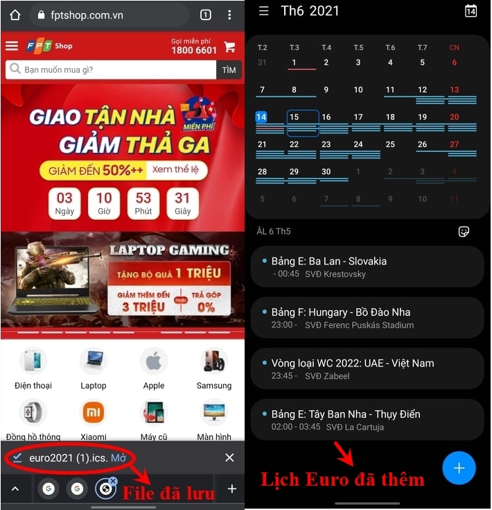 Lịch Euro 2021 đã được thêm chỉ sau 1 vài thao tác