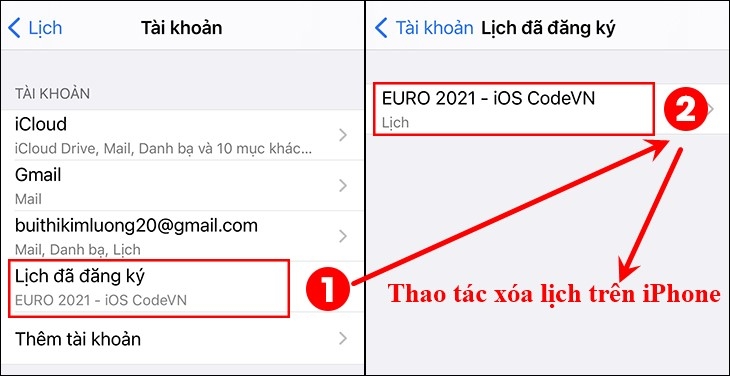 Cách xóa lịch Euro trên iPhone khá đơn giản