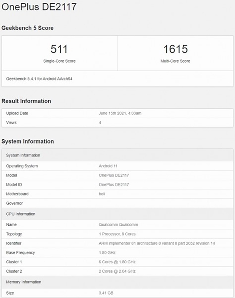 OnePlus Nord N200 5G xuất hiện trên Geekbench
