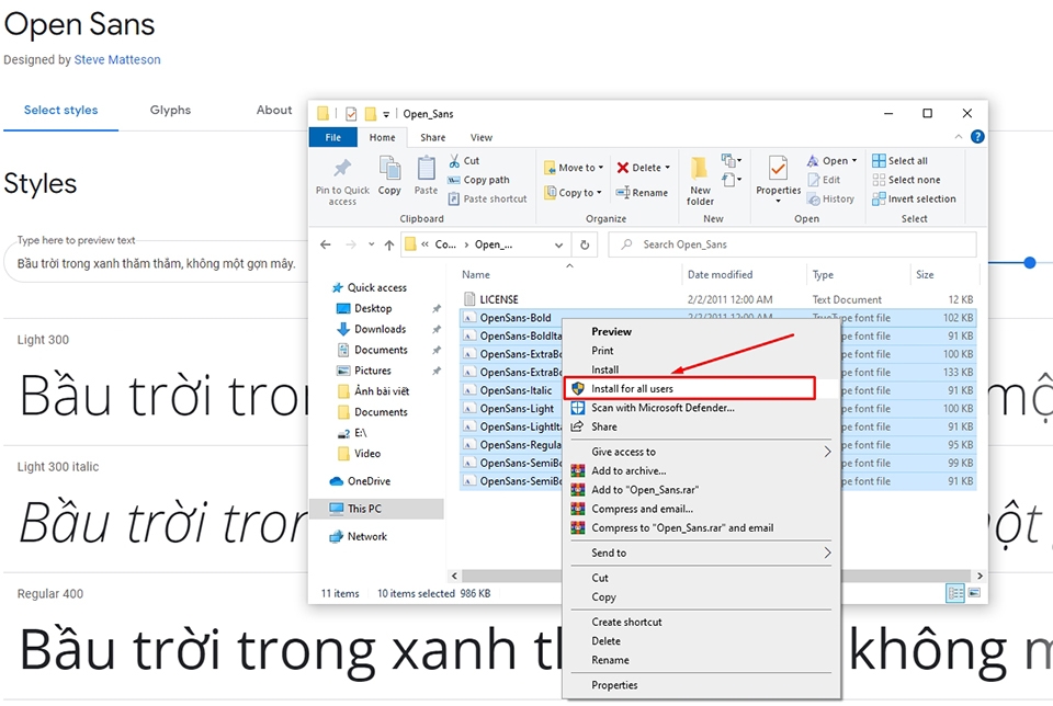 Cài đặt font cho Windows 10 Cài đặt font cho Windows 10