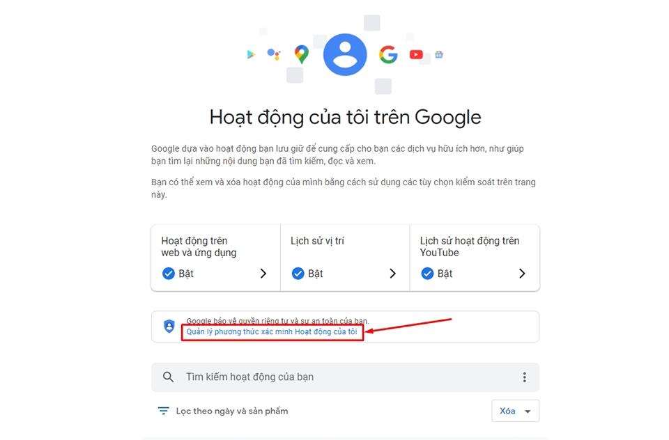 Quản lý phương thức xác minh Hoạt động của tôi Quản lý phương thức xác minh Hoạt động của tôi