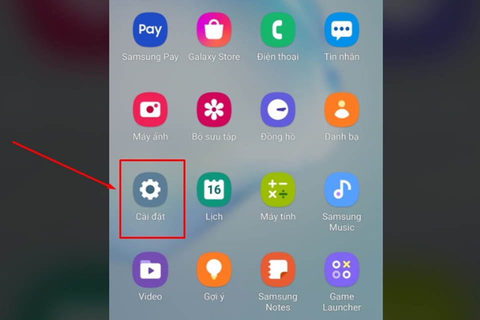 Vào ứng dụng Cài đặt của thiết bị Android