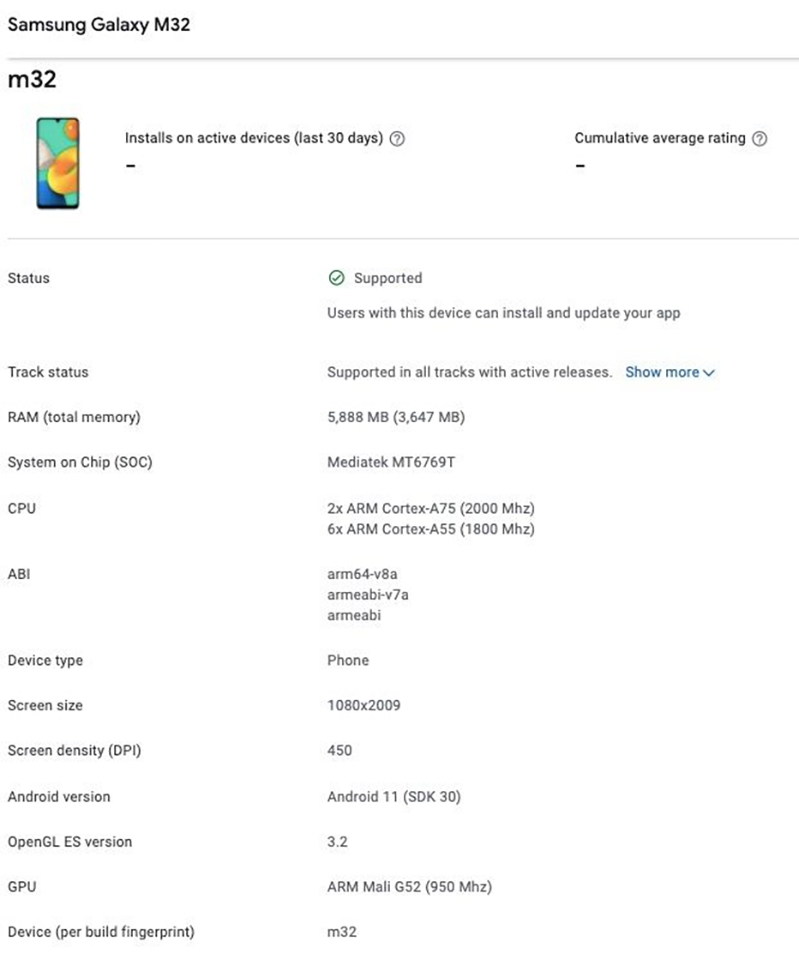 Thông tin Galaxy M32 (ảnh 1)