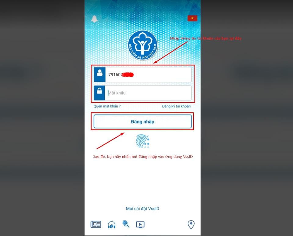 đăng nhập vào ứng dụng VssID đăng nhập vào ứng dụng VssID