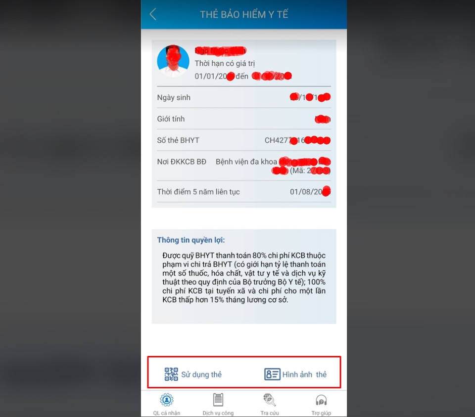 tùy chọn sử dụng thẻ BHYT tùy chọn sử dụng thẻ BHYT