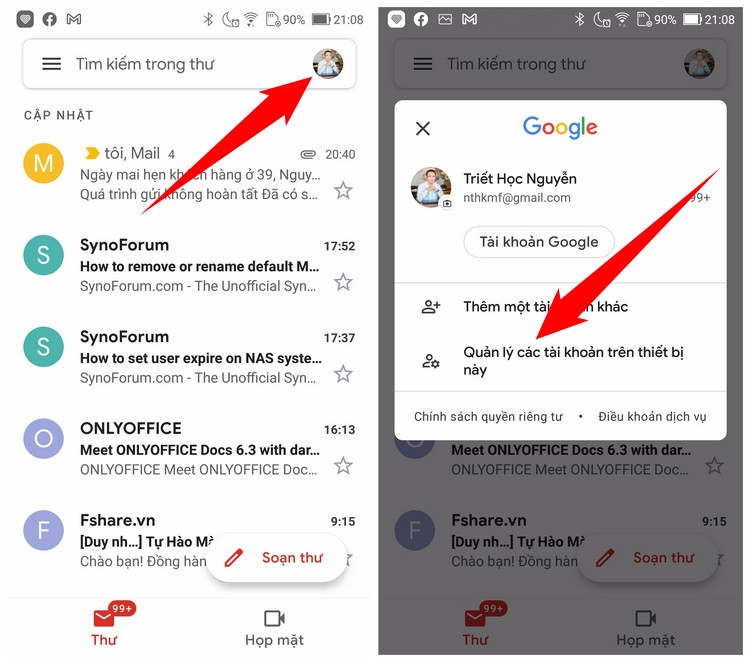 Cách đăng xuất Gmail trên điện thoại Android (1)