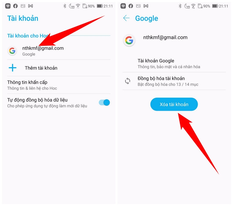 Cách đăng xuất Gmail trên điện thoại Android (2)