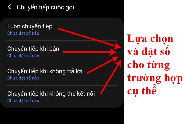 Hãy đưa ra lựa chọn của mình để chuyển tiếp cuộc gọi