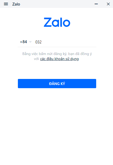 Đăng ký tài khoản Zalo trên máy tính (1)