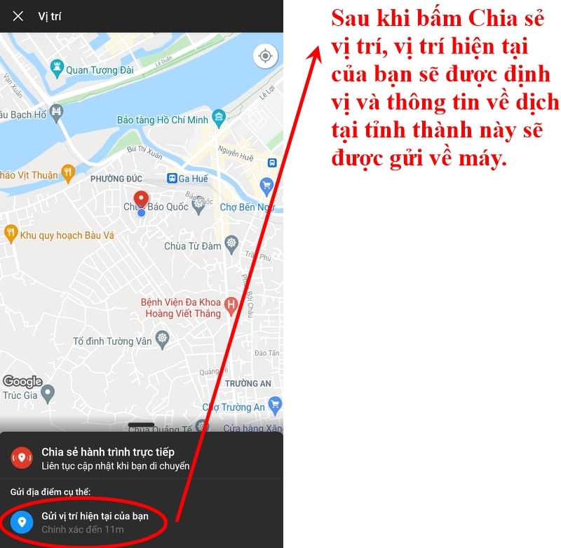 Tình hình dịch bệnh tại khu vực bạn đang có mặt sẽ lập tức hiển thị