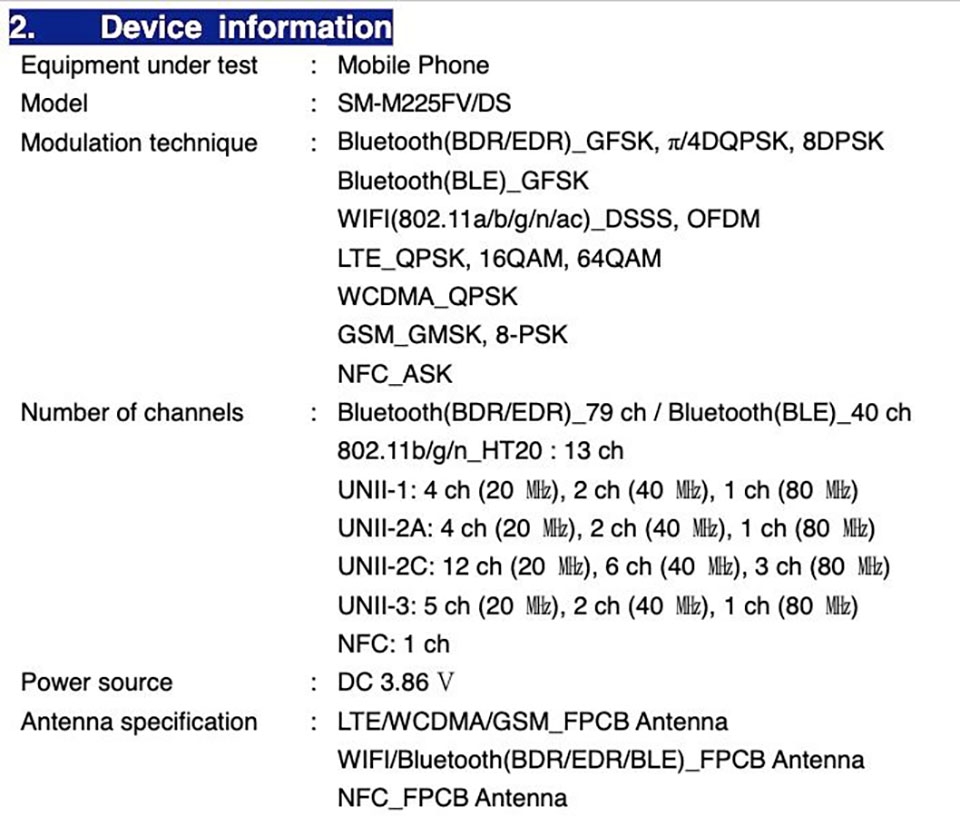 Galaxy M22 đạt chứng nhận FCC (ảnh 1) Galaxy M22 đạt chứng nhận FCC (ảnh 1)