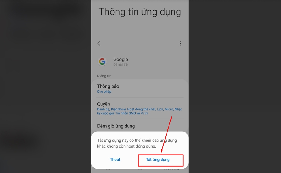 Tắt ứng dụng Tắt ứng dụng