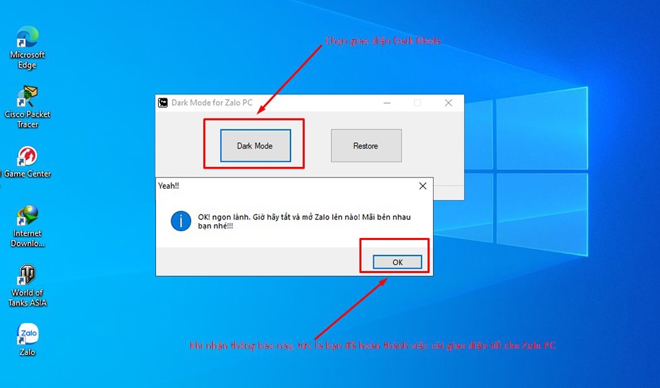 khởi chạy Dark Mode for Zalo PC khởi chạy Dark Mode for Zalo PC