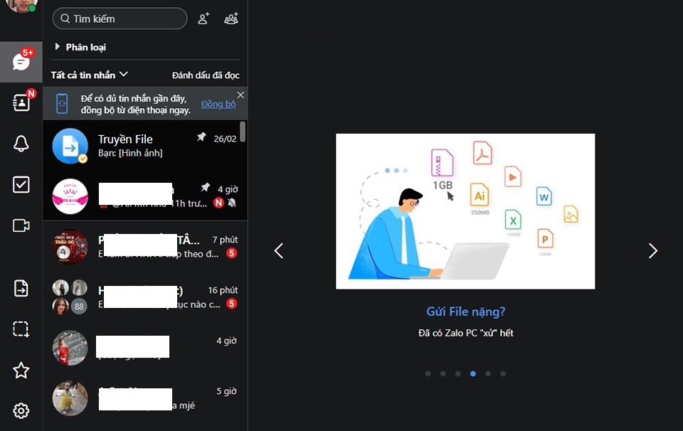 Giao diện Dark Mode trên Zalo PC Giao diện Dark Mode trên Zalo PC