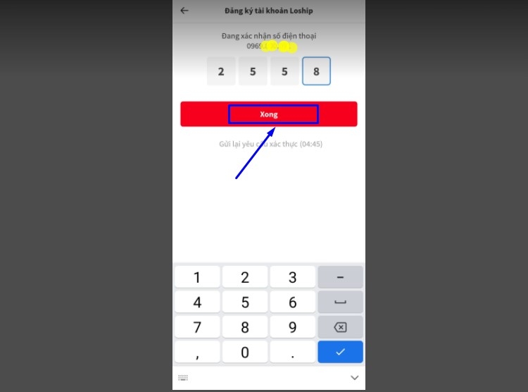 nhập mã xác nhận