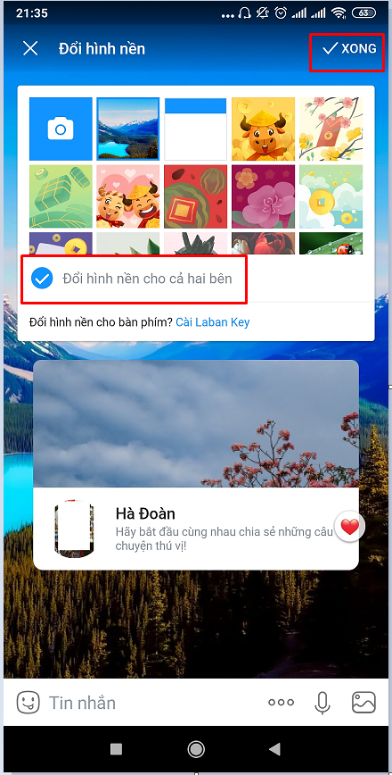 Thay đổi hình nền trên Zalo