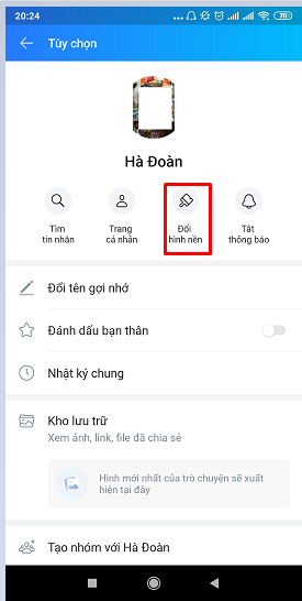 Thay đổi hình nền trên Zalo