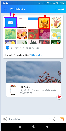 Thay đổi hình nền trên Zalo