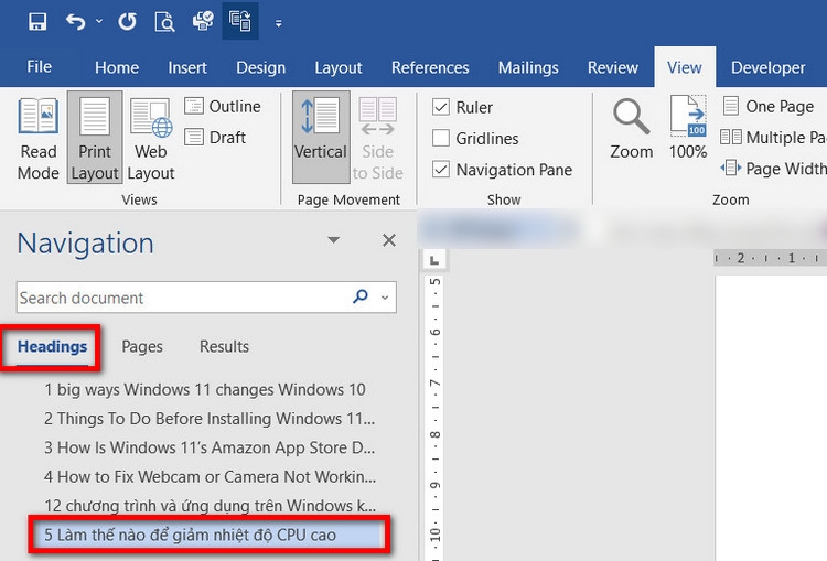 Cách đổi thứ tự trang trong Word (2)