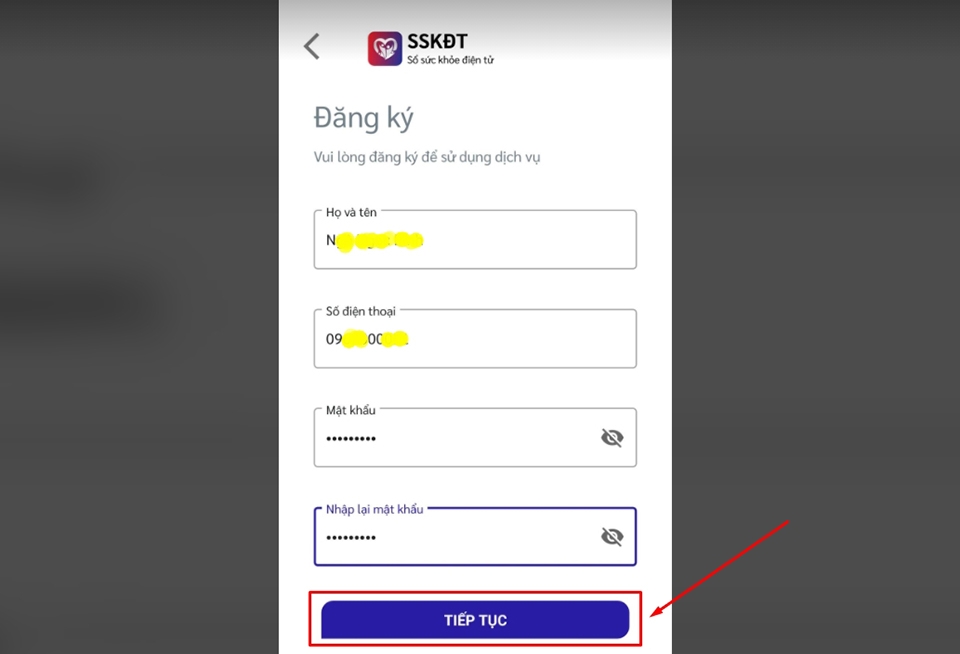 Nhập đầy đủ và chính xác thông tin của bạn