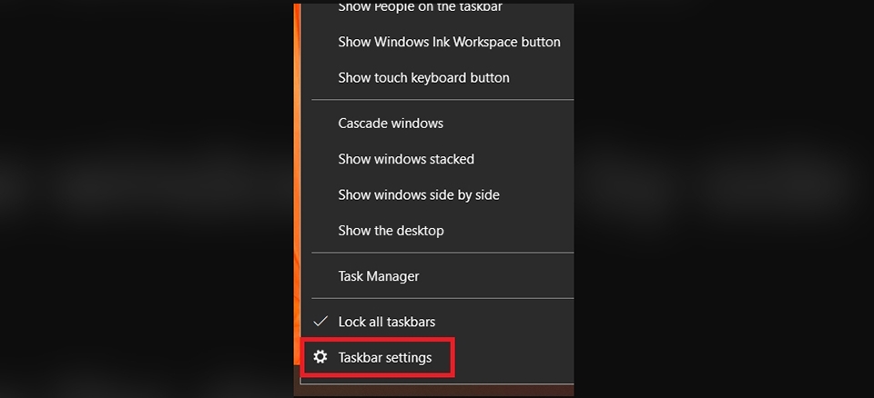 Taskbar settings Taskbar settings