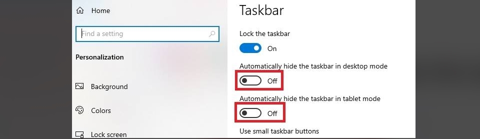 Chỉnh trong Taskbar settings Chỉnh trong Taskbar settings