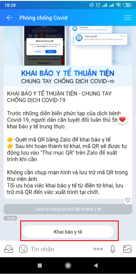 khai báo y tế bước 2