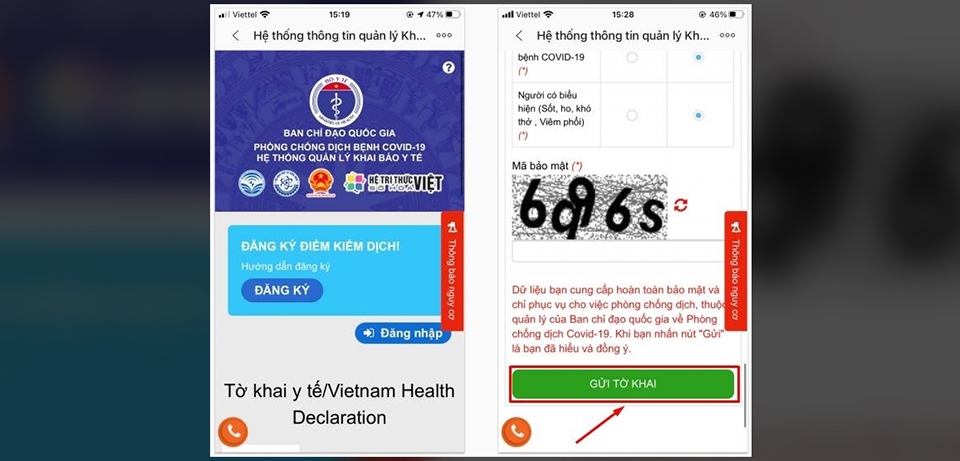 Nhập thông tin và gửi tờ khai Nhập thông tin và gửi tờ khai
