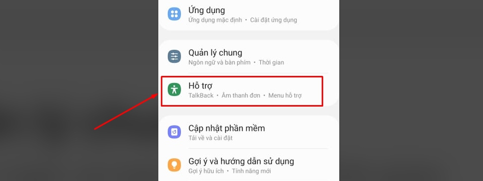 Nhấp vào Hỗ trợ