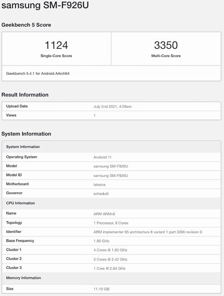 Galaxy Z Fold3 xuất hiện trên Geekbench (ảnh 1) Galaxy Z Fold3 xuất hiện trên Geekbench (ảnh 1)