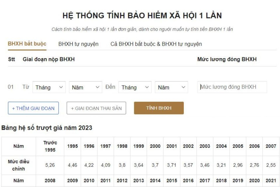 Cách tính BHXH 1 lần online thông qua hệ thống