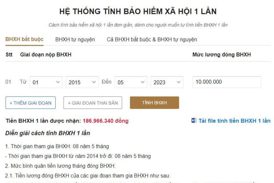 Cách tính BHXH 1 lần online thông qua hệ thống 3