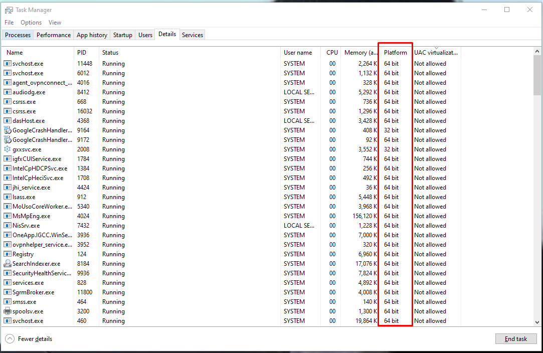 kiểm tra ứng dụng 32 bit hay 64 bit