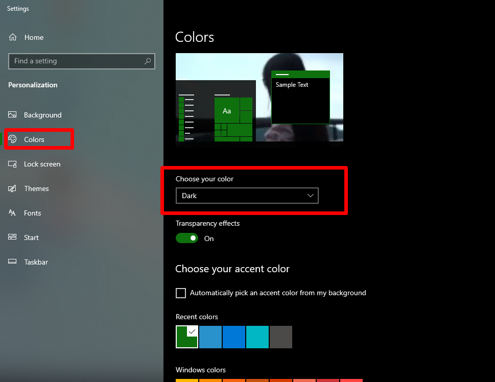 khắc phục lỗi thanh Taskbar chế độ tối bước 2