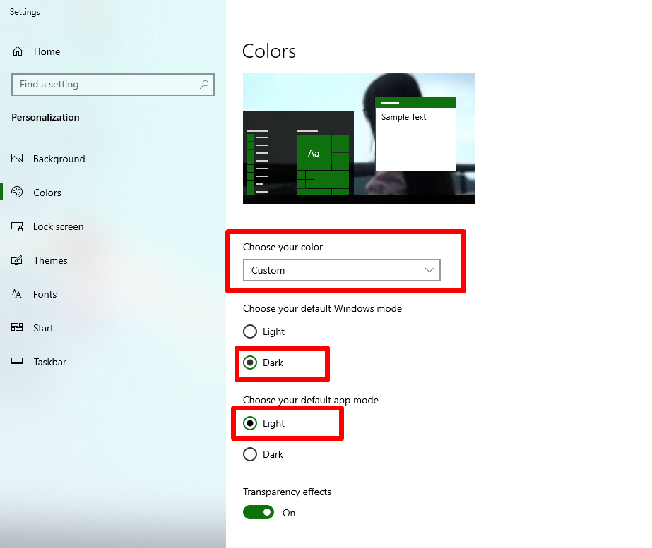 khắc phục lỗi thanh Taskbar chế độ tối bước 2.1