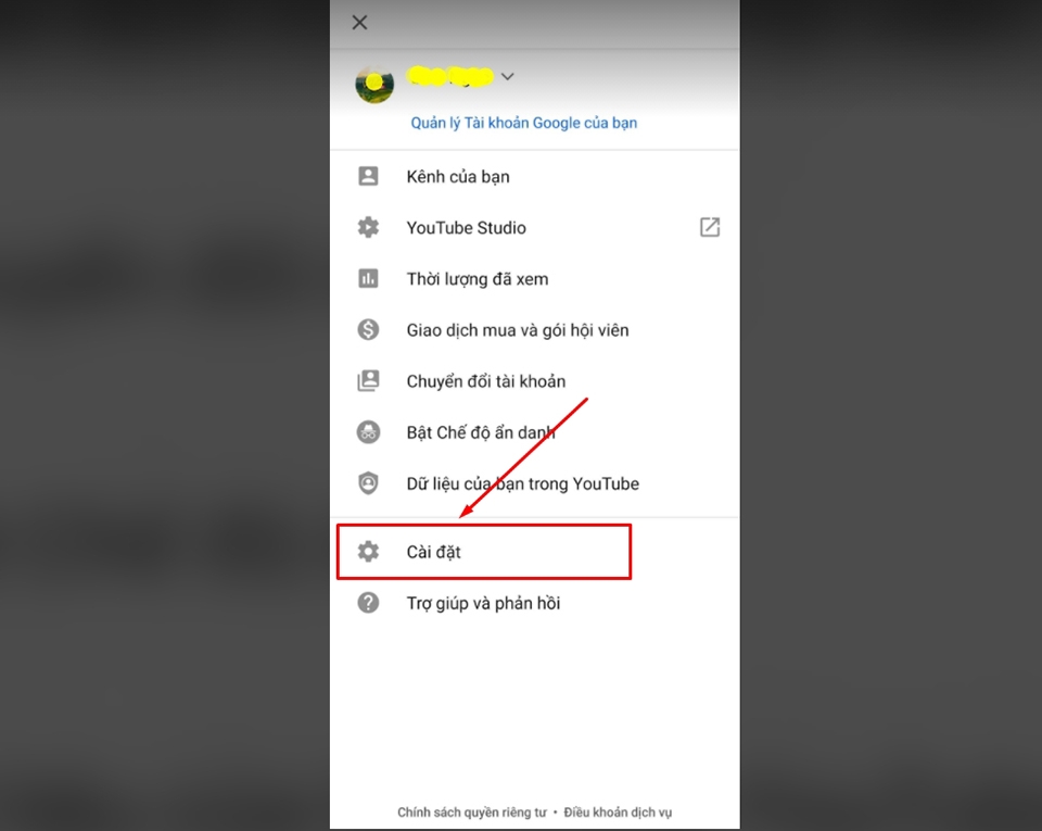 Cài đặt YouTube Cài đặt YouTube