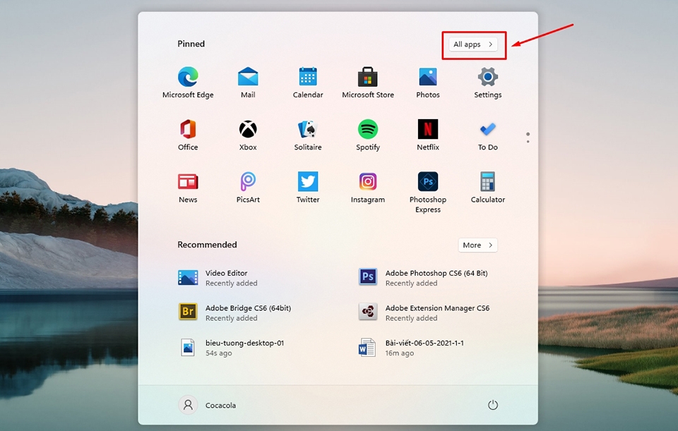 nhấn vào mục All apps