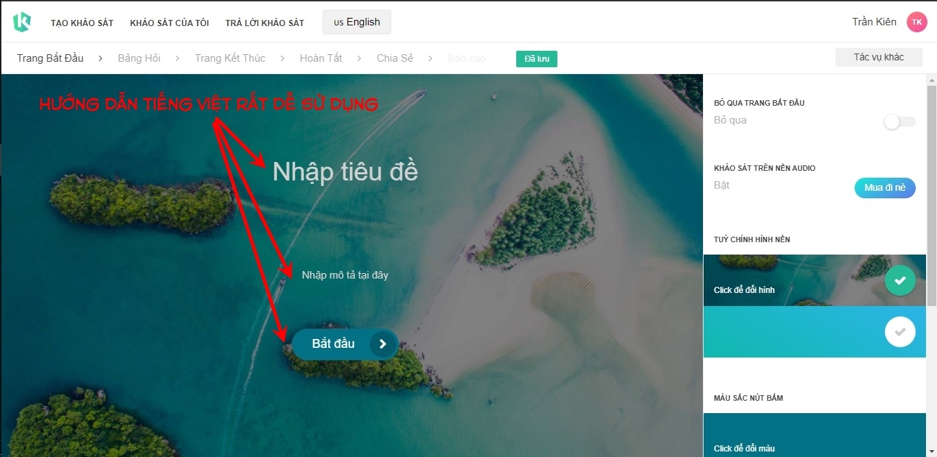 Giao diện tiếng Việt rất dễ sử dụng