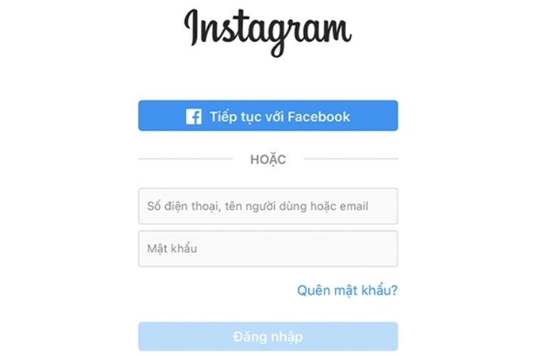 Đăng nhập vào tài khoản Instagram cần xoá