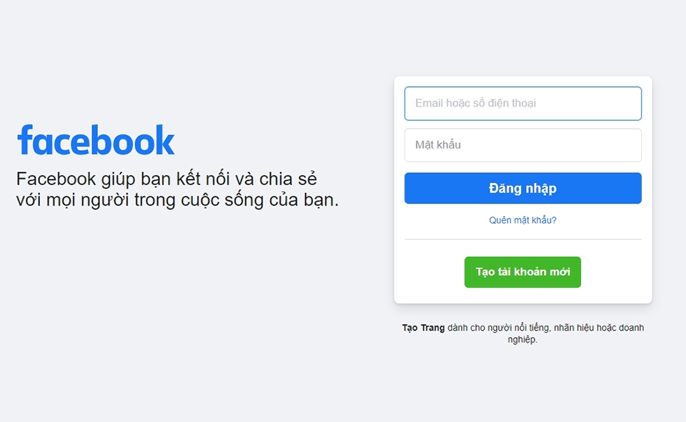 truy cập vào Facebook