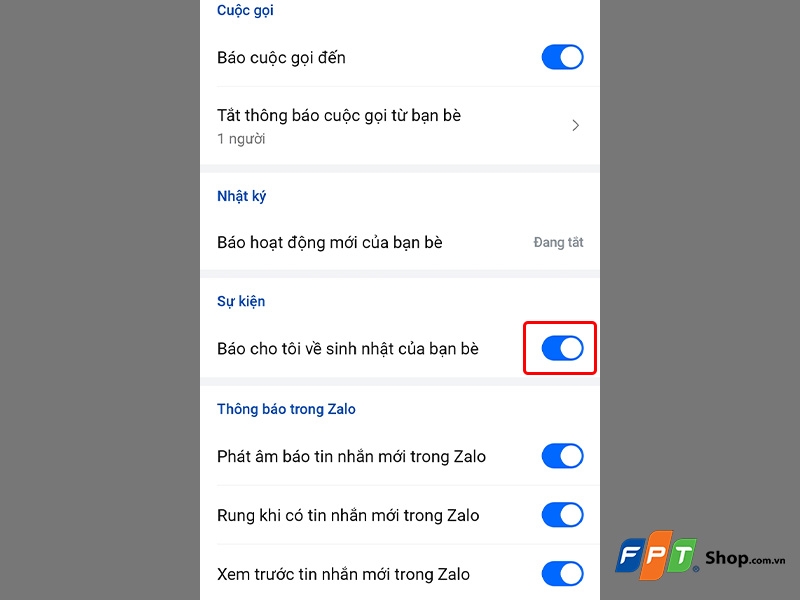 Tắt thông báo sinh nhật trên Zalo - hình 13