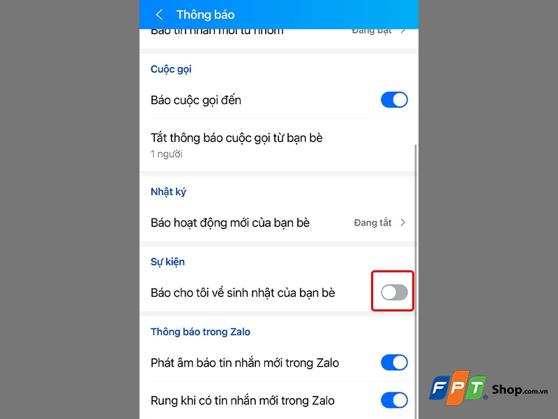 Tắt thông báo sinh nhật trên Zalo - hình 16